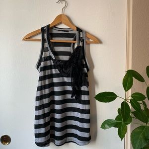 Bow-detailed Stripe Tank Top